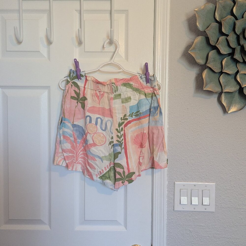 Anthropologie Paper Heart | Paperbag Waist Shorts | L | Coastal Tequila Sunrise